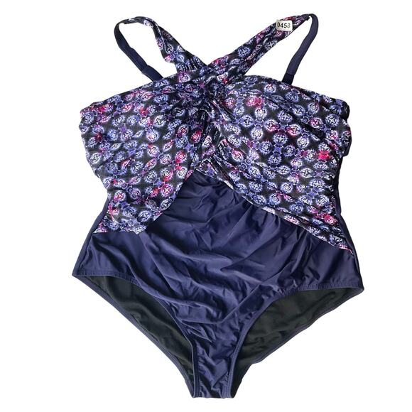 Swimsuits for all Women’s Sleeveless V-neck Swimsuit One-piece size 28, Blue - Picture 1 of 10